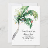 クリスマス ホリデー 海岸 移動するパーム ツリー 案内状 (正面)