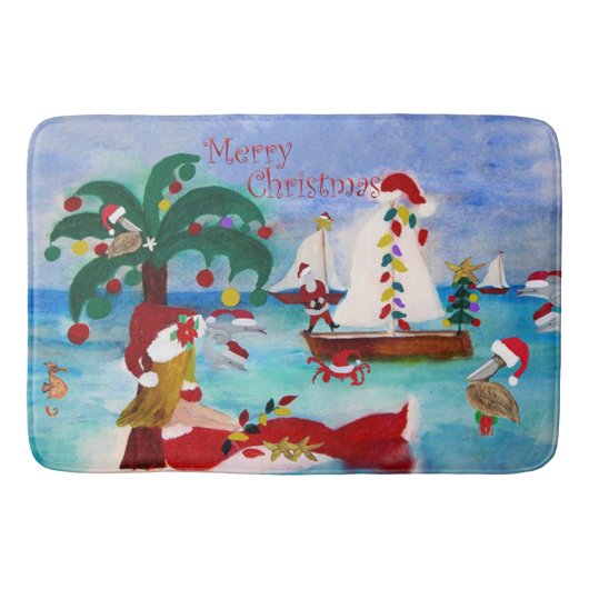 クリスマス ホリデー 海辺 バスマット (正面)