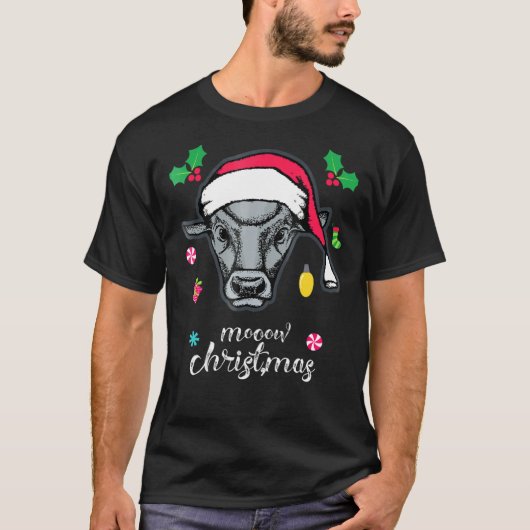クリスマス ホリデー 牛 Tシャツ (正面)