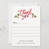 クリスマス ホリデー 赤い ホイル 光沢 サンクス カード (正面)