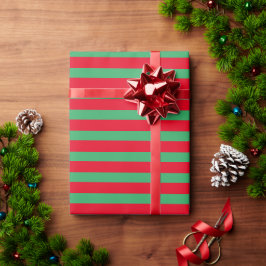 クリスマス ホリデー 赤と緑のストライプ ラッピングペーパー