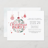 クリスマス ホリデー 赤と緑のパーティー 招待状 (正面/裏面)