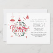 クリスマス ホリデー 赤と緑のパーティー 招待状 (正面)