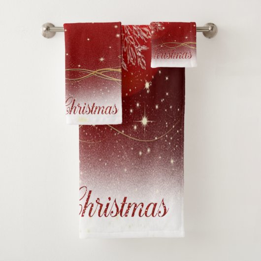 クリスマス・ホリデー – 赤クリスマスボール バスタオルセット (インサイチュ)