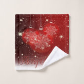 クリスマス・ホリデー – 赤クリスマスボール バスタオルセット (ウォッシュタオル)