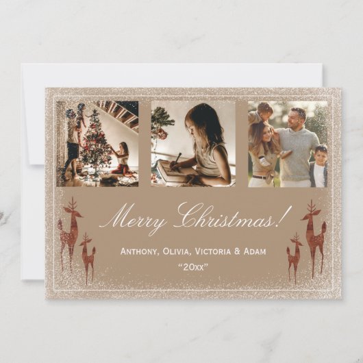 クリスマス　ホリデー　３枚の写真コラージュ シーズンカード (正面)