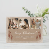 クリスマス　ホリデー　３枚の写真コラージュ シーズンカード (スタンド正面)