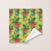 クリスマス・ホリーと球根と弓 バスタオルセット (ウォッシュタオル)