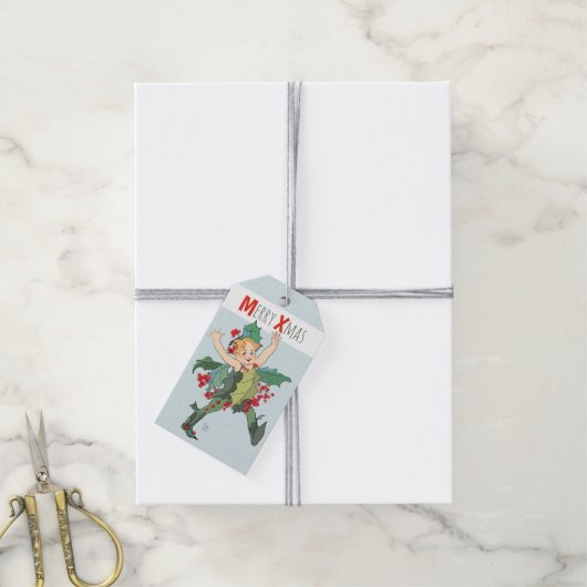 クリスマス・ホリーの子エリザベス・ゴードンCC0246 ギフトタグ (より糸付き)