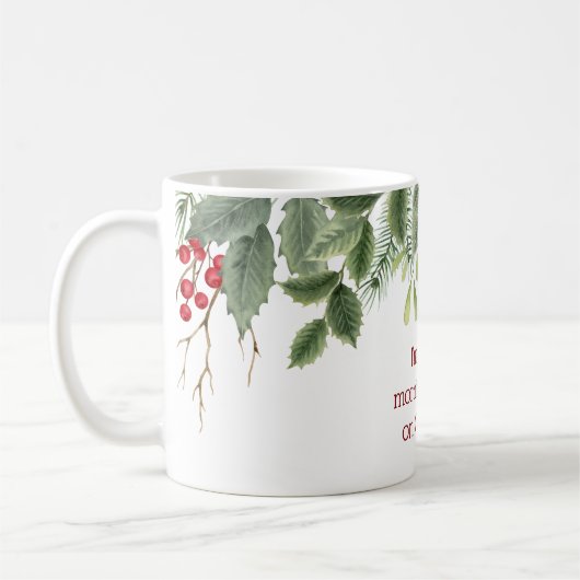 クリスマス・ホリーの朝の人間だ コーヒーマグカップ (左)