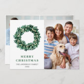 クリスマス ホリーの花輪 お祭り 3 写真 グリーティング シーズンカード (正面/裏面)