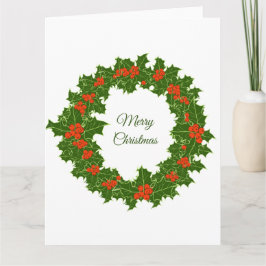 クリスマス ホリーの花輪 カード