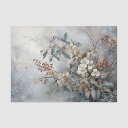 クリスマス ホリーデコパージュ 冬の花 ホリー ベリー 薄葉紙 (正面)