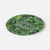 クリスマス ホリーデー グリーン ホリー ベリー フェスティブ 紙皿 (アングル)