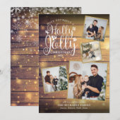 クリスマス ホリーハッピー フォト コラージュ ラスティック ウッド (正面/裏面)