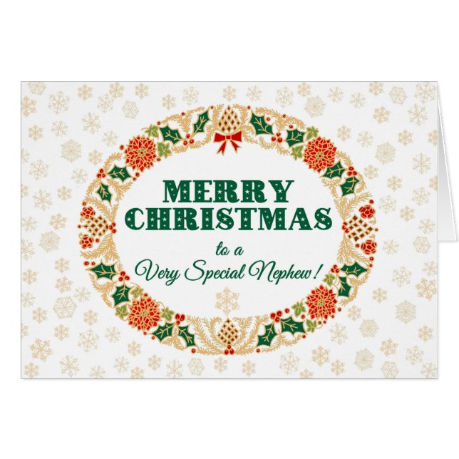 クリスマス・ホリーリース、甥へ、雪片 (正面横)