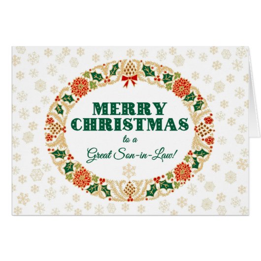 クリスマス・ホリーリース、義理の息子、雪の結晶 (正面横)