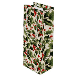 クリスマス・ホリー・ベリー・オン・ライト ワインギフトバッグ