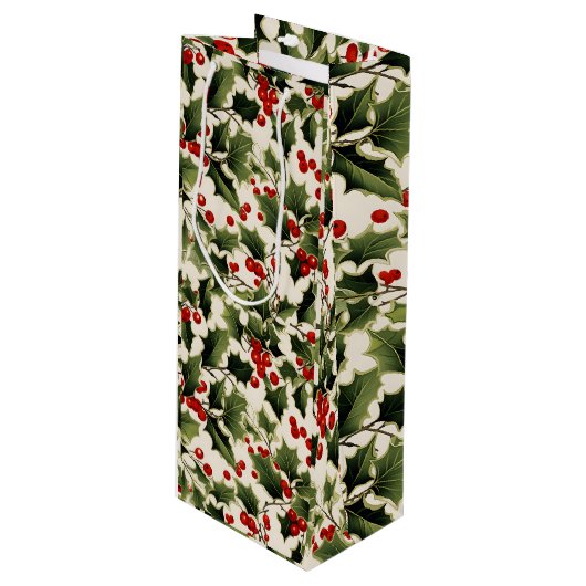 クリスマス・ホリー・ベリー・オン・ライト ワインギフトバッグ (正面アングル)