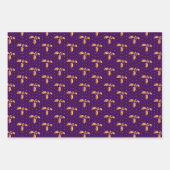 クリスマス・ホリー、ボーブル、ホリー・オン・パープル ラッピングペーパーシート (正面)