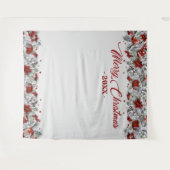 クリスマス ホリー ポインセチア フォトブース 背景 タペストリー (正面(横))