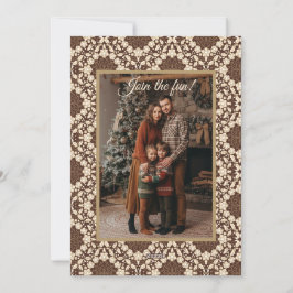 クリスマス ホリー ヴィンテージ クリーム&ブラウン