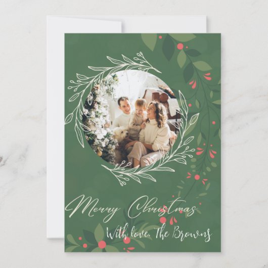 クリスマス ホリー 植物学的な グリーン写真 ネイビー (正面)