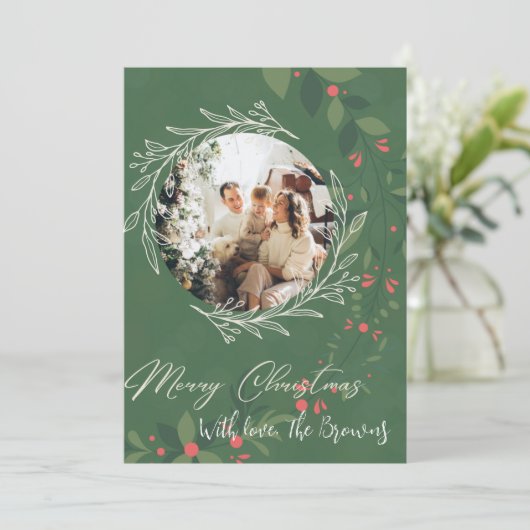 クリスマス ホリー 植物学的な グリーン写真 ネイビー (スタンド正面)