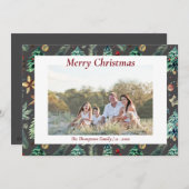 クリスマス ホリー 植物 グリーン フォト チャコール (正面/裏面)