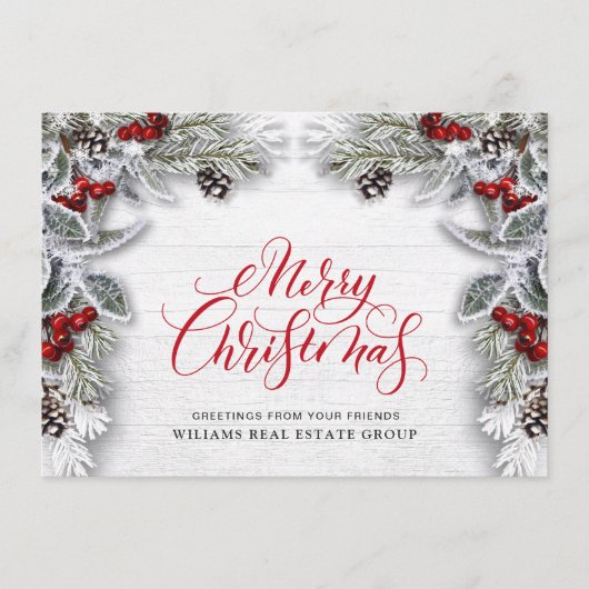 クリスマス ホリー 法人向け ホリデー グリーティング カード (正面)