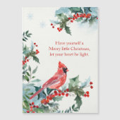 クリスマス·ホリー、赤い（鳥）ショウジョウコウカンチョウ·マグネティック·カード (正面)