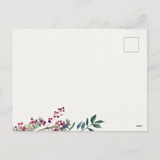 クリスマス・ホリー、赤い(鳥)ショウジョウコウカンチョウ、祝日はがき シーズンポストカード (裏面)