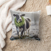 クリスマス・ホルスタイン牛のリース クッション (ブランケット)