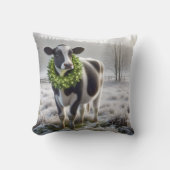 クリスマス・ホルスタイン牛のリース クッション (正面)