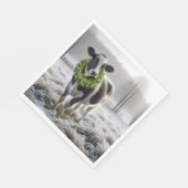 クリスマス・ホルスタイン牛のリース スタンダードランチョンナプキン (角)