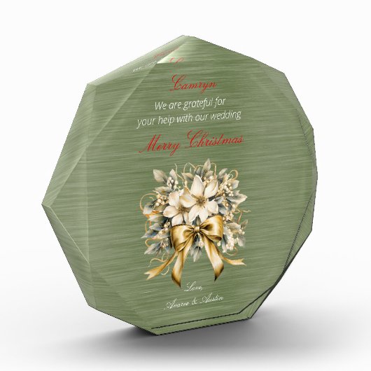 クリスマス ホワイト ウィンターベリー ウェディング オーナメント フォトブロック (左)