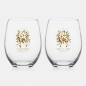 クリスマス ホワイト ウィンターベリー 招待状 ステムなしワイングラス (裏面)