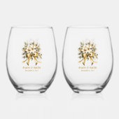 クリスマス ホワイト ウィンターベリー 招待状 ステムなしワイングラス (正面)