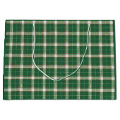 クリスマス ホワイト グリーン 格子柄 大型 ギフト バッグ ラージペーパーバッグ (正面)