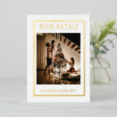 クリスマス ホワイト＆ゴールド シンプル モダン フォト 箔シーズンカード (立ち正面)