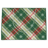 クリスマス ホワイト ゴールド チェック ラージペーパーバッグ (正面)