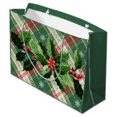 クリスマス ホワイト ゴールド チェック 飾り ラージペーパーバッグ (裏面アングル)