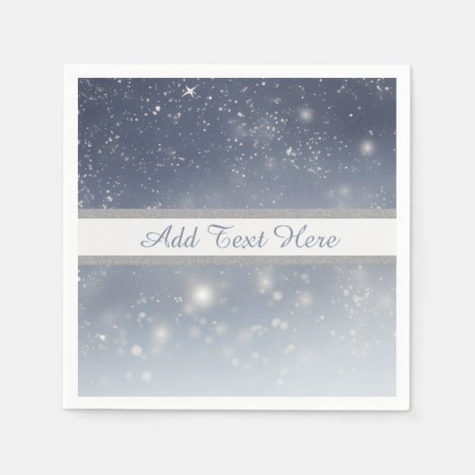 クリスマス ホワイト スノーフレーク スタンダードカクテルナプキン (正面)