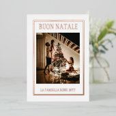 クリスマス ホワイト＆ローズゴールド シンプル モダン フォト 箔シーズンカード (立ち正面)