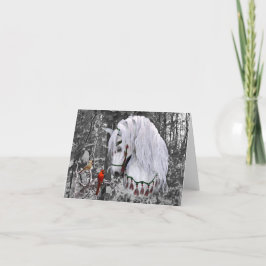 クリスマス ホース & カーディナルズ 4" x 5.6" ホリデー カード