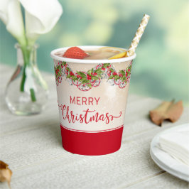 クリスマス・ホーリーの枝ペーパーカップ 紙コップ