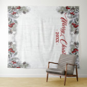 クリスマス ホーリー パイン ラスティック フォトブース 背景 タペストリー (インサイチュ(横))