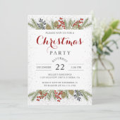 クリスマス ホーリー ベリー シルバー グリッター ホリデー 招待状 (スタンド正面)
