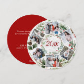 クリスマス ホーリー ベリー バーチ 6枚の写真を使ったグリーティングカード (正面/裏面)