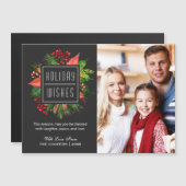 クリスマス ホーリー ベリー フォト マグネット カード (正面/裏面)